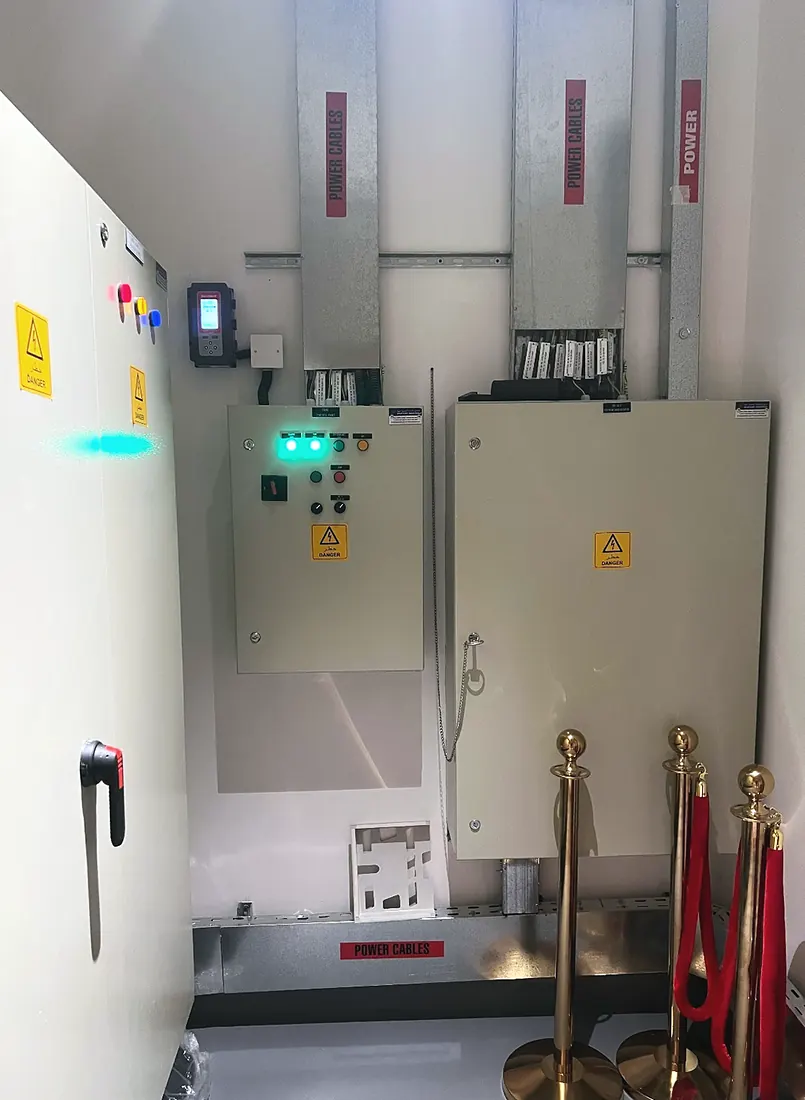 Aldar sales centre: electrical panels in the plant room (frame 2 of 3)